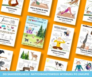 Karty do jogi dla dzieci i dorosłych "JOGOWE ZWIERZĘTA W LESIE, NA ŁĄCE I FARMIE"